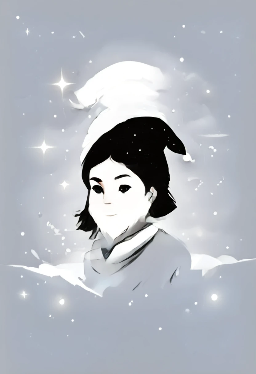 make me a simple logo design for Christmas with a black and white theme, ada elemen bintang, snow and santa hat.
