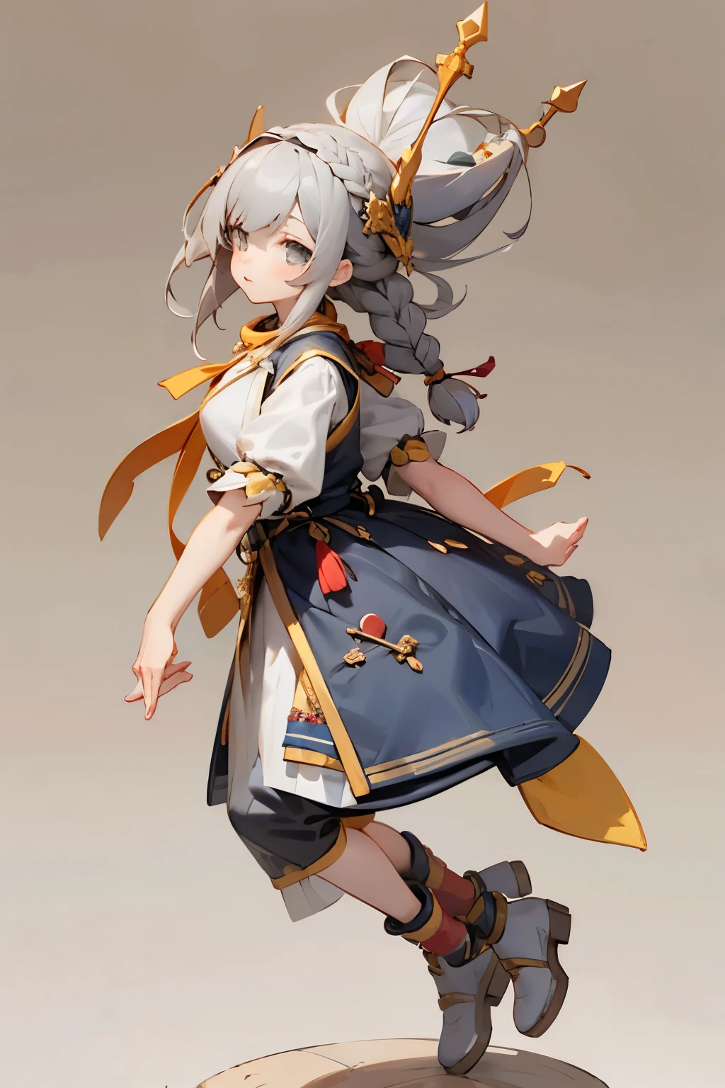 (No background), ((cute)), (Gray Hair), (Braid), ,