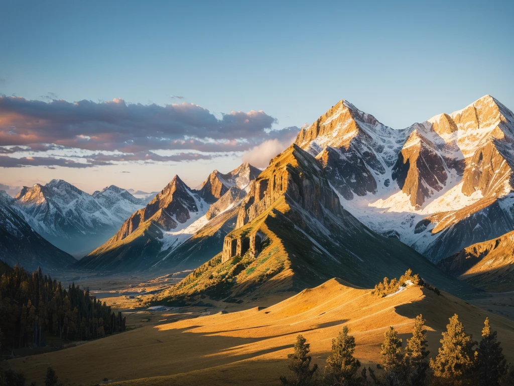 (Highest quality:1.5), (masterpiece:1.5), (8K:1.5), landscape, Golden Earth