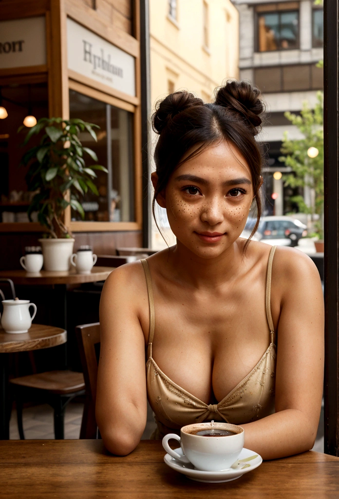 people talking around table, Landscape of a father"A beautifully detailed portrayal of a pretty girl with radiant skin and soft, bun hair, brown hair, speaking with an elegantly dressed woman whose features exude a calm confidence. Their eyes meet with a blend of curiosity and mutual respect. Photorealistic Image, Set in a quaint European café with ambient street noise in the background and the aroma of freshly brewed coffee permeating the air. No Art Inspiration, Nikon Z7 II, Medium shot, NIKKOR Z 50mm f/1.2 S, Golden ratio, 8K UHD, Ambient light filtering through the café's front windows, casting a warm glow on their skin, (((hyper detailed))), Natural lighting augmented by soft indoor bulbs, Octane render."