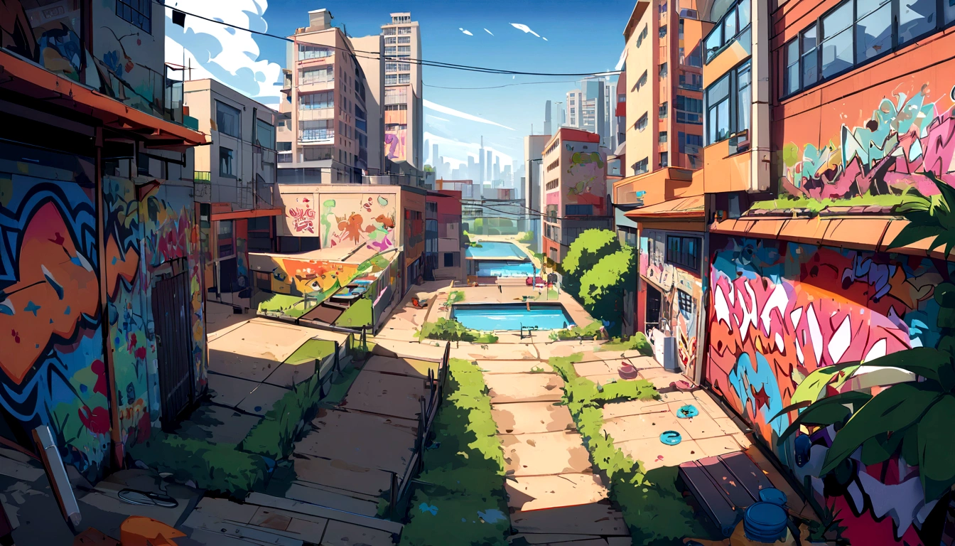 landscape surrounded by vibrapriNewt ready vector T-shirt design, Professional Vector, High Detail, T-shirt design, Graffiti, vibraNewt, Newt, city View.