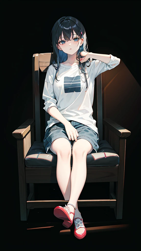 a woman ผมยาวsitting on a chair with her legs crossed, Wear a plaid shirt , In mini jeans , sitting on the sofa, sitting on the sofa, sitting on the sofa, sitting on the sofa, sitting on a chairเท้าแขน, sitting on the sofa, sitting on a chairนวม, sitting on a chair, sitting on a chair, Sit down comfortably., sitting on a chair, sitting on a chair, sitting on a chair