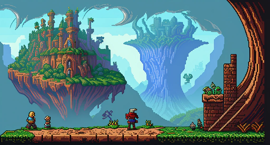 Background world Fantasy Pixel Art, Pixel Art, Retro Gaming, Ink Art, Adventure and Dungeons,