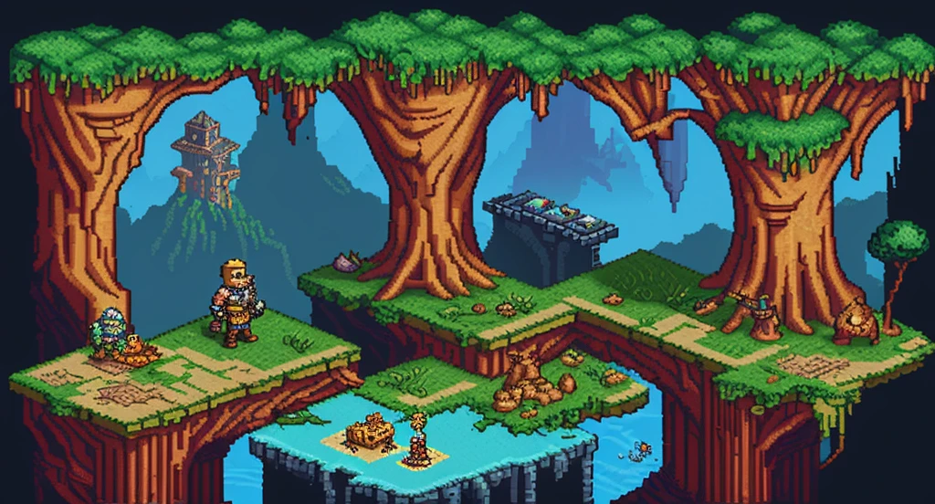 Background world Fantasy Pixel Art,  Pixel Art, Retro Gaming, Ink Art,  Adventure and Dungeons, 