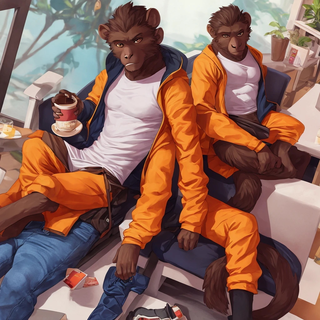 Monkey in casual clothes，Highest quality