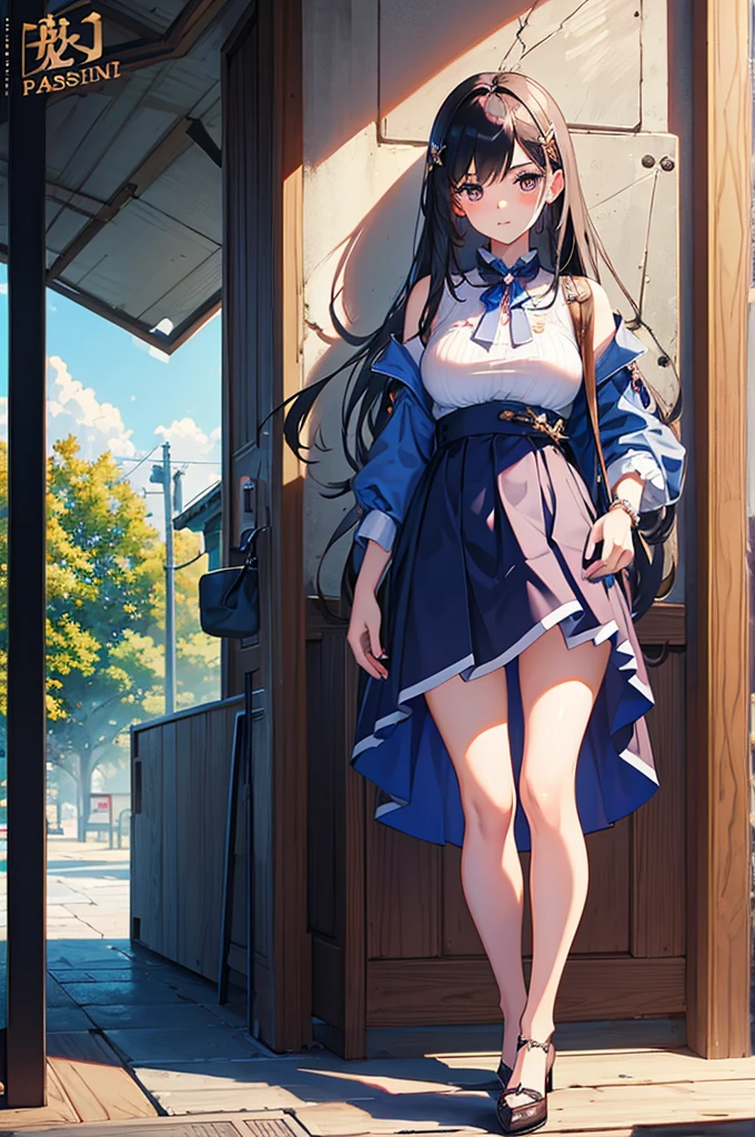 18 year old beautiful girl, masterpiece, best quality, 8K animation, detailed fingers, precise fingers, not unnatural hands, illustration, 1 girl, solomini skirt, YUI mad