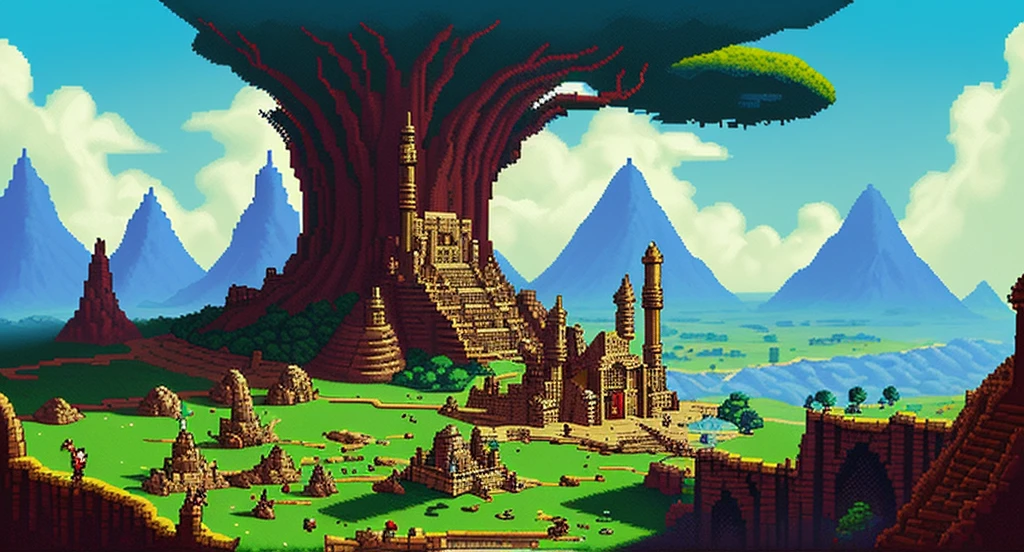 Background world Fantasy Pixel Art,  Pixel Art, Retro Gaming, Ink Art,  Adventure and Dungeons, Sphinx