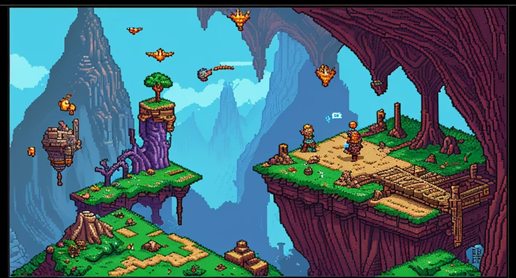 Background world Fantasy Pixel Art,  Pixel Art, Retro Gaming, Ink Art,  Adventure and Dungeons
