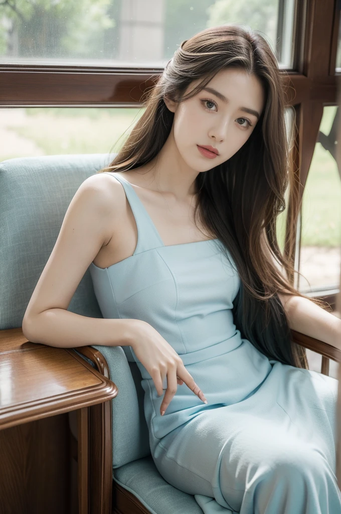 (((best quality))),(((ultra detailed))),(((masterpiece))),illustration,1girl,high school girl,summer,sunshine,luxurious classroom,anticipation,beautiful,elegant,desk,pen,college application form,sleeveless dress,light blue,summer sky,delicate floral pattern,shoulder length straight hair,sunlight,shimmering aura,fair skin,smooth skin,deep green eyes,luxury,plush leather chairs,richly patterned walls,state-of-the-art technology,open windows,summer breeze,freshly mown grass,distant bird songs,graceful movements,precise movements,serene face,focus,determination,dreams,aspirations,journey,fulfill academic goals,portrait,resilience,hope,future,courage,confidence