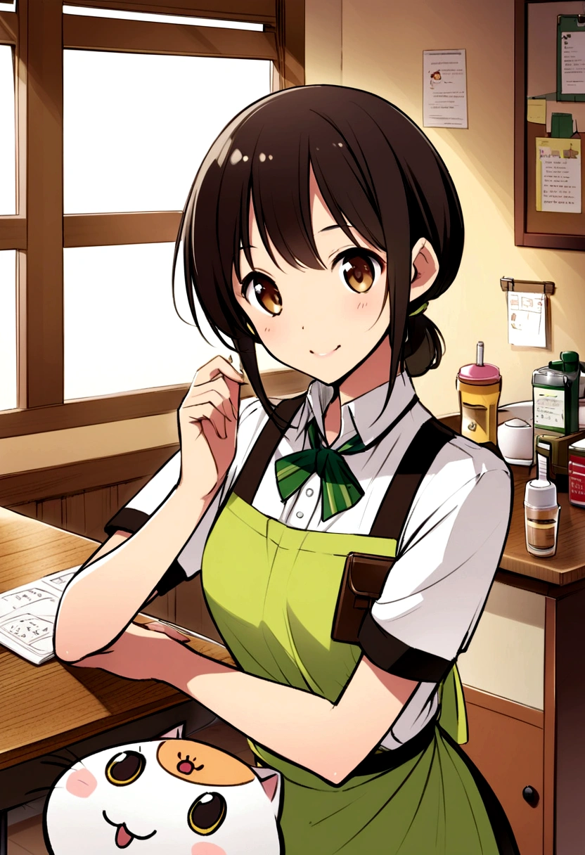 Cat、An illustration、Catカフェ、Cute clerk、apron