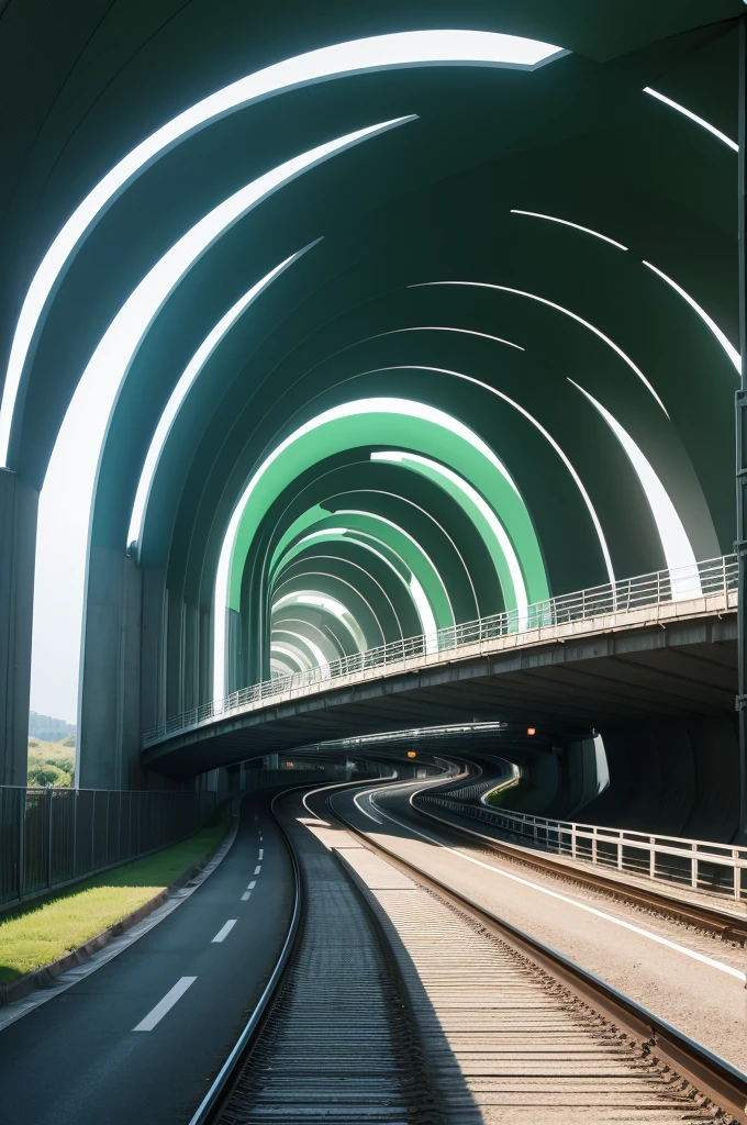 A vibrant 2D logo design featuring a stylized highway scene with a primary focus on a long, winding green and gray tunnel. The words "Consórcio Expresso Sena Madureira" are prominently displayed at the top of the image, with a subtle gradient effect. The overall design exudes a modern and sleek feel, with the tunnel representing progress and connectivity