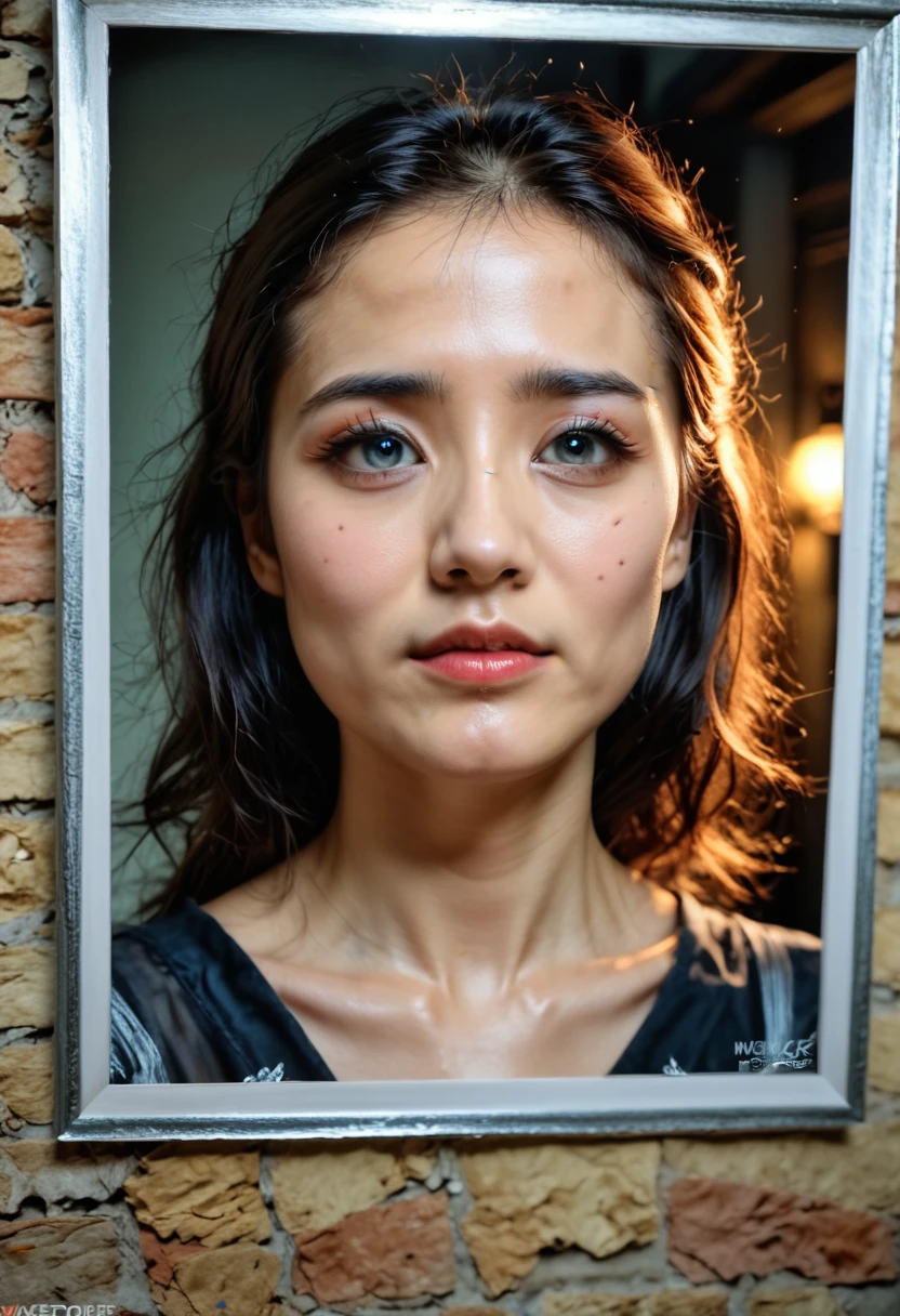 A beautiful detailed portrait of a Korean k-pop idol, (best quality,4k,8k,highres,masterpiece:1.2),ultra-detailed,(realistic,photorealistic,photo-realistic:1.37),HDR,UHD,studio lighting,extremely detailed eyes and face,longeyelashes,beautiful detailed lips,beautiful detailed eyes,in a dark night alley,darkness:1.4,atmospheric lighting,cinematic, longe dark hair, heterocromia