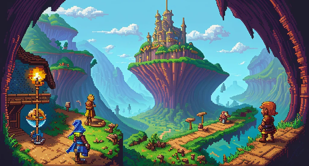 Background world Fantasy Pixel Art,  Pixel Art, Retro Gaming,  Adventure and Dungeons