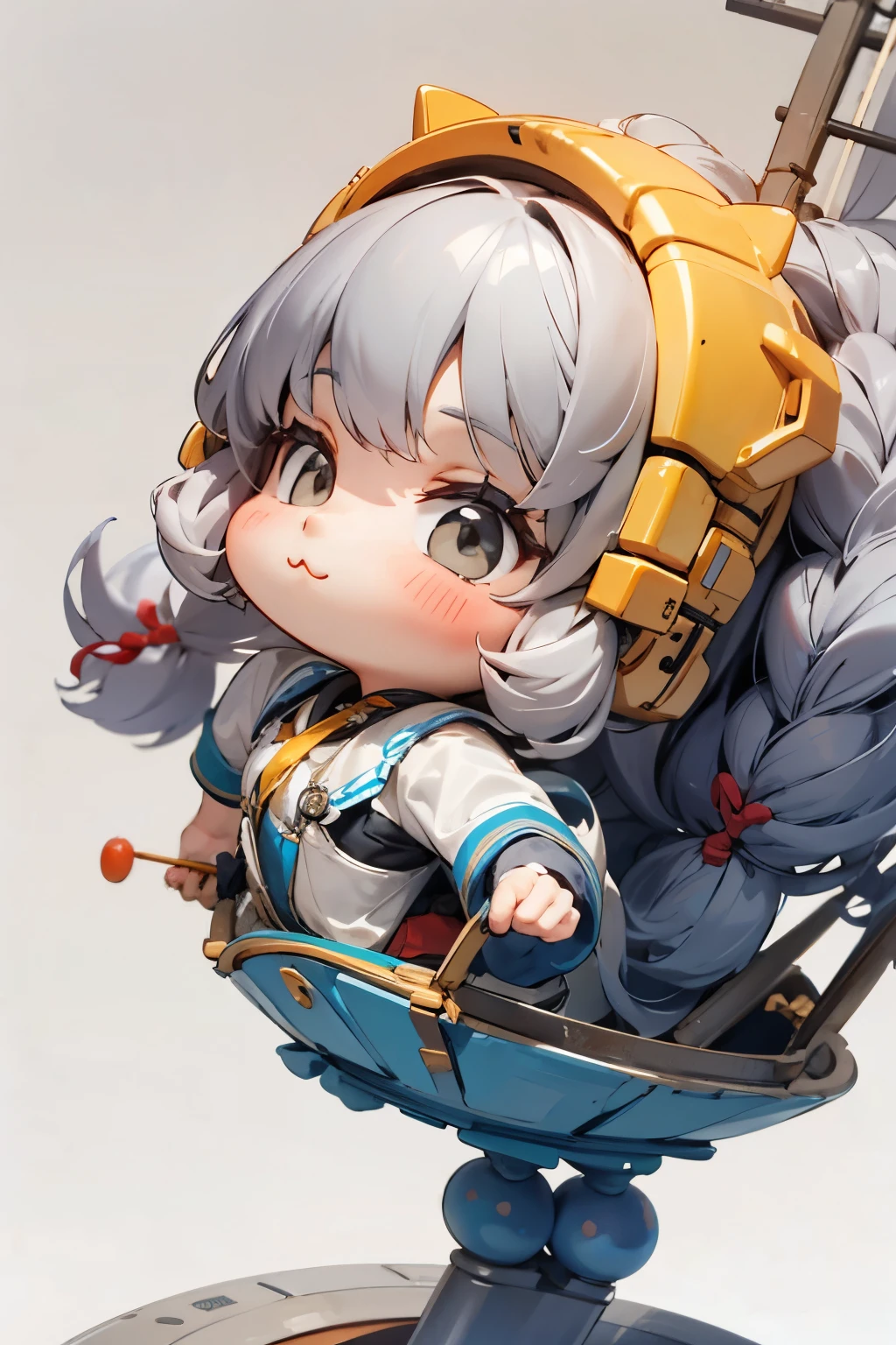 (No background), ((cute)), (Gray Hair), (Braid), , 