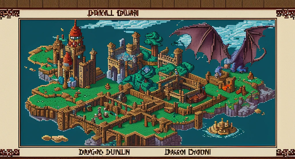 Background world Fantasy Pixel Art,  Pixel Art, Retro Gaming, Ink Art,  Adventure and Dragon Dungeons, 