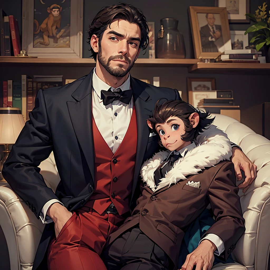 A man with ey features wearing a suit,furry,Highest quality