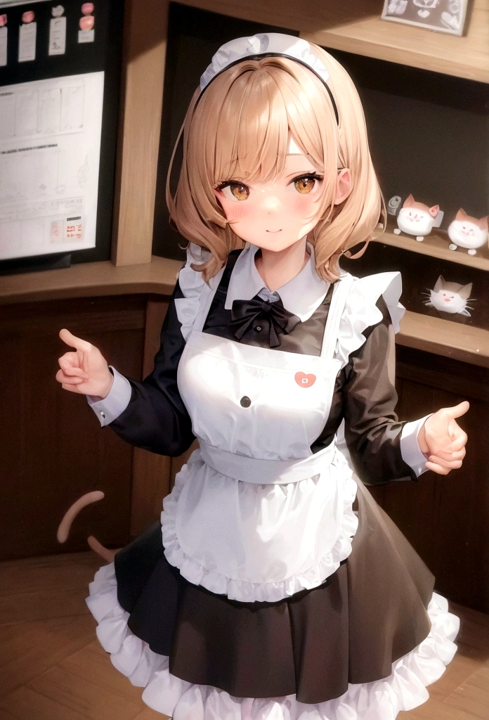 An illustration、Cat Cafe、Cute clerk、apron