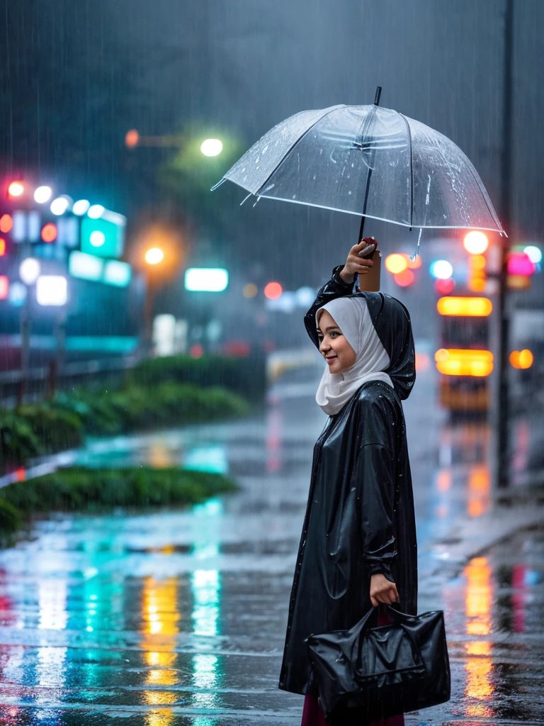 woman in hijab carrying a bag of food on her head in the rain, raining award winning photo, pretty girl standing in the rain, raining portrait, heavy raining, raining!, raining, raining outside, in the rain, by irakli nadar, raining!!, in a rainy environment, after rain and no girls, rainy weather, on a rainy day