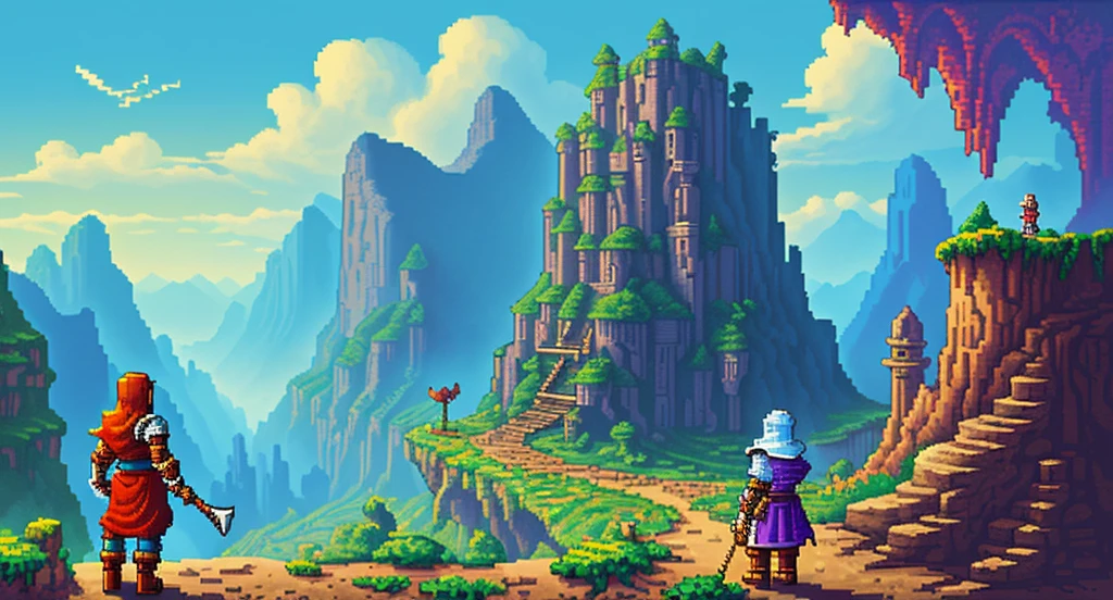Background world Fantasy Pixel Art,  Pixel Art, Retro Gaming, Ink Art,  adventure，background