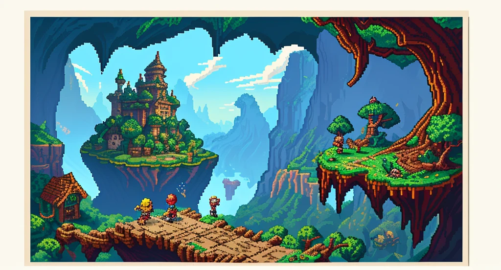 Background world Fantasy Pixel Art, Pixel Art, Retro Gaming, Ink Art, adventure