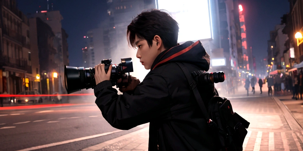 Male camera shooting