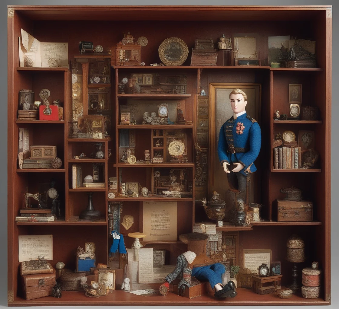 Norring, Ken doll and objects, Many details and additions, Assembled letters in the center of the image