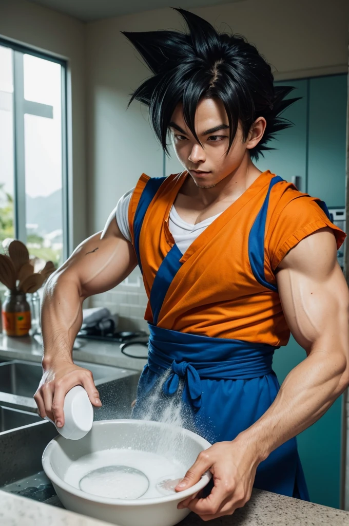 Goku washing dishes in Rio de Janeiro