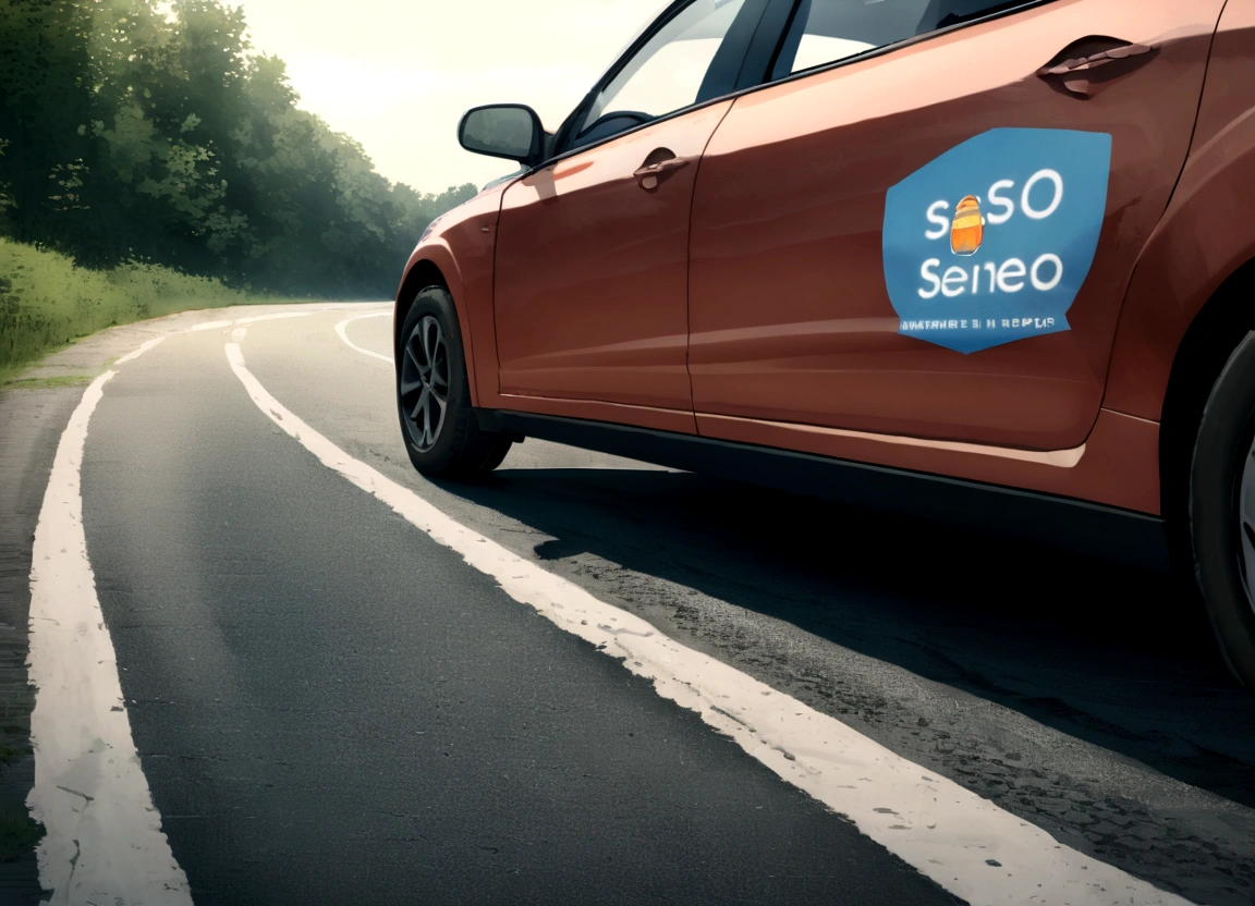 Tyres on the road next to car, somewhere in east europe, advert like scenerio, focus on tyres,