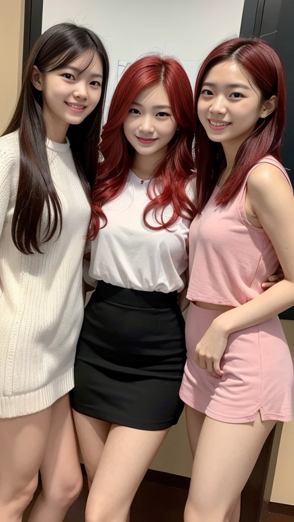 3 Thai female students,Sparkling red hair, 1 person