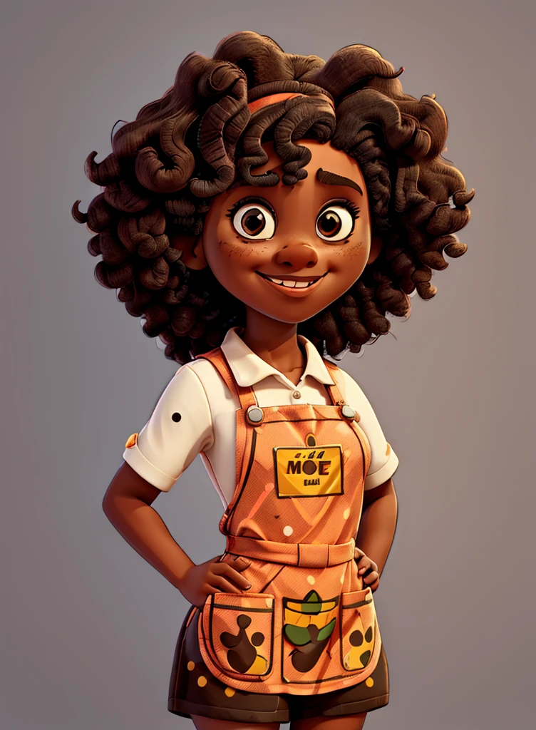 woman with black afro curly hair and smiling mouth and brown eyes , Vector background in pop art and apron retro comic dots style