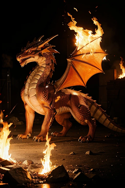 dragon animal on fire anime