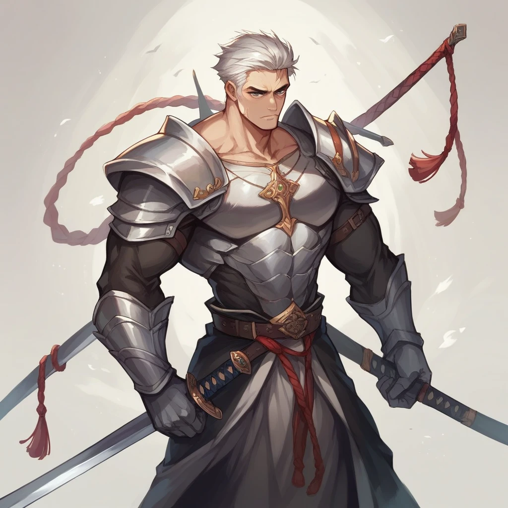black swordsman with a huge sword on his shoulder