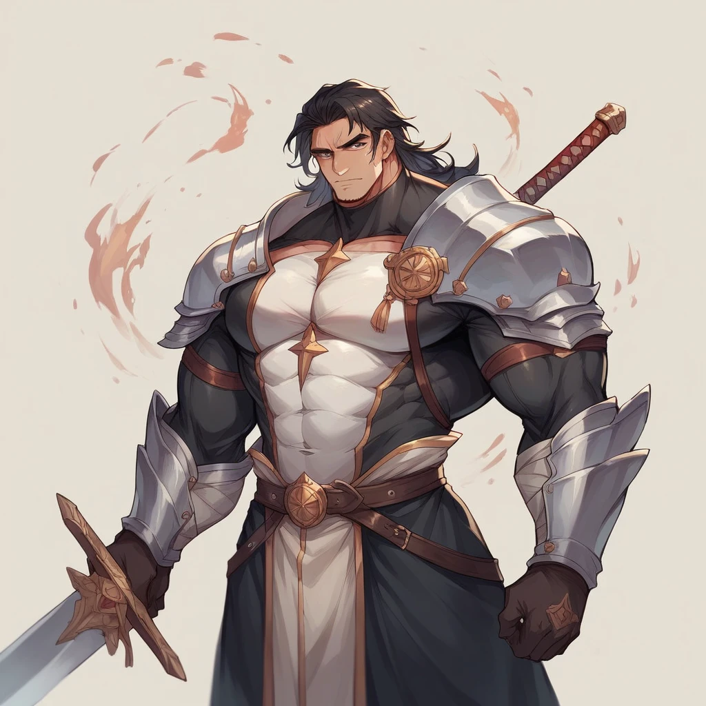 black swordsman with a huge sword on his shoulder 