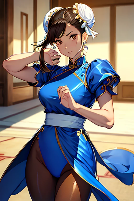 Chun-Li from Street Fight II,Chun-Li Costume,Blue Chinese dress with gold lines,Bunhead,masterpiece、1 beautiful girl、Highest quality, 超High resolution, (reality: 1.4), Cinema Lighting、Beautiful Skin、Body facing forward、(超reality的な)、(High resolution)、(8K)、(Very detailed)、 Detailed face、Bright lighting、Professional Lighting,Diagonal bangs、masterpiece, Highest quality, masterpiece, Highest quality, Brown eyes with white sclera, Bad move -5, alone, 1 Girl, Brown Hair, From SF2, Chinese Language Services, smile, Muscular woman, Blue clothes, hose, Pelvic Curtain, Puff t sleeves.
Both hands tied with rope。
Both legs are tied with ropes。
On one knee。
pantyhoseれている。
The blue cheongsam is cut into pieces。
Bleeding from arms or legs。
Crippling。
I am in agony。
engulfed in flames。