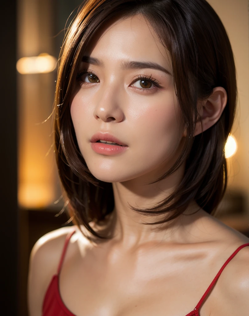 best quality, professional lighting, super detailed, realistic, beautiful detailed face, looking at viewer, reikamiki,upper_body