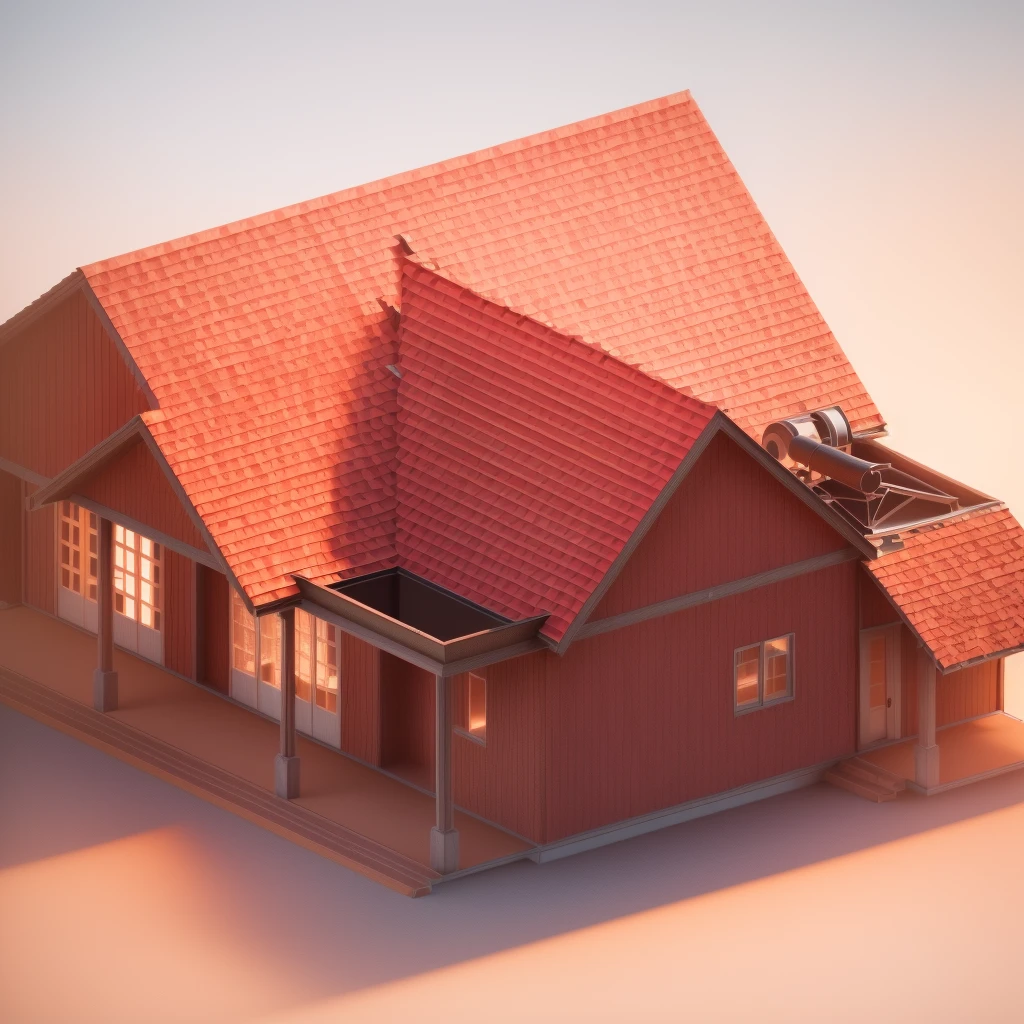 a rendering of a house with a red roof and a porch, isometric view from behind, isometric perspective view, 2d side view, complete house, 3d rendering, 3 d rendering, perspective view, isometric view!!!!, 3 / 4 view, 3/4 view, rendered, orthographic 3d rendering, isometric house, 2 d render