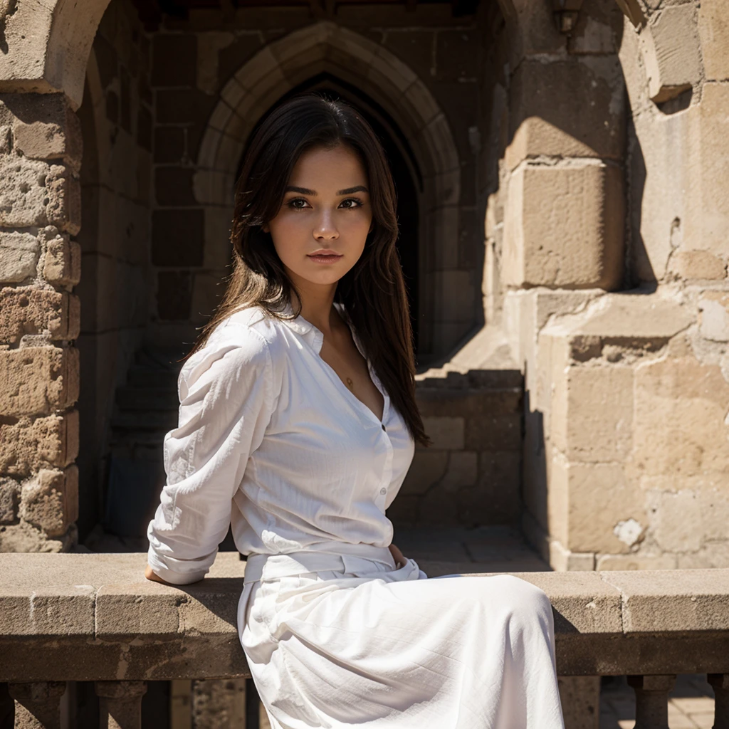 A beautiful girl on castle
