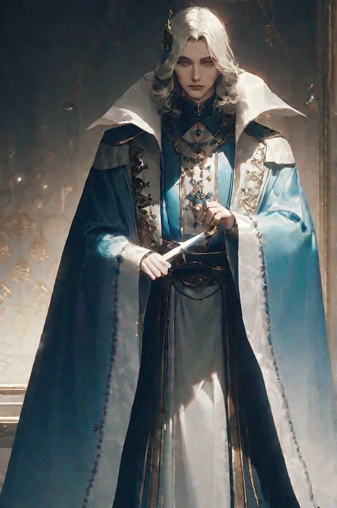 ((Лучшее качество)), ((шедевр)), (подробный), a hussar in a blue dolman with a sword in his hand