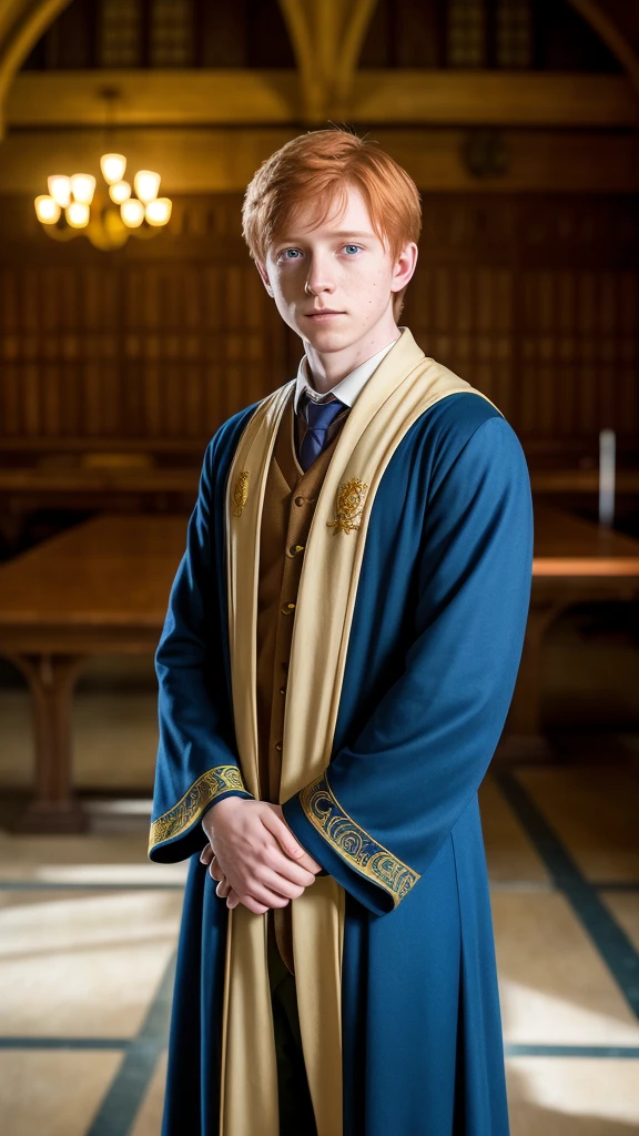 AS-MidAged ron weasley, as a student in hogwarts standing in a hogwarts castle interior classroom wearing robes
(masterpiece:1.2) (photorealistic:1.2) (bokeh) (best quality) (detailed skin:1.3) (intricate details) (8k) (HDR) (analog film) (canon d5) (cinematic lighting) (sharp focus) 