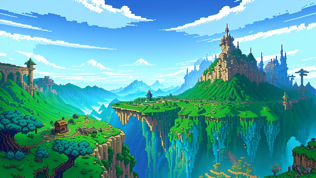 Background world Fantasy Pixel Art, Pixel Art, Retro Gaming, Ink Art, adventure,Sky,Earth