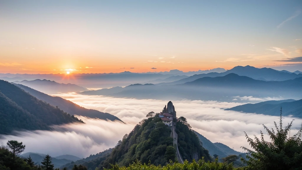 photographie de paysage，Huangshan，mountain，sun set，Time of&#39;Gold，pin，National geographical work，award-winning photos，reality，HD，High quality，hdr，8K