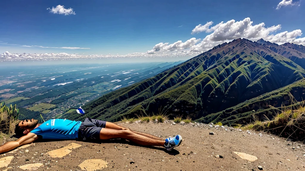 IMAGE OF MOISÉS LYING ON THE GROUND ON TOP OF THE MOUNTAIN