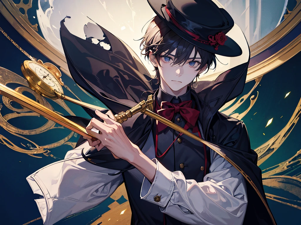 A boy, master clock, with Hat, bust up
