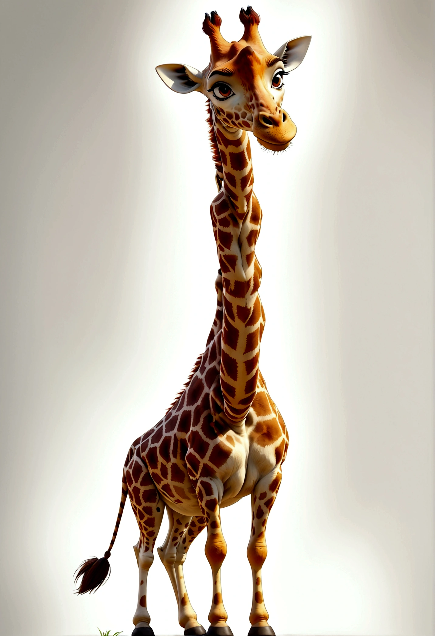 独奏,Giraffe in courier uniform,Standing,Long neck, Zootopia style, movie Features, Zootopia movie style, Zootopia style, looking heckin cool and stylish, in Zootopia style, 迪士尼疯狂Zootopia style, mob_Features Giraffe stylized, Anthropomorphic hard work gets the giraffe, Multiple poses and expressions, 4 positions, whole body, White background, tall