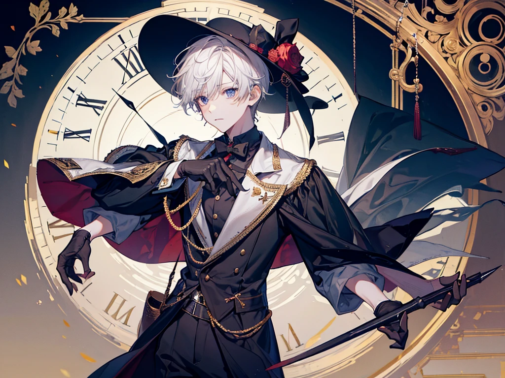 A boy, master clock, with Hat, bust up