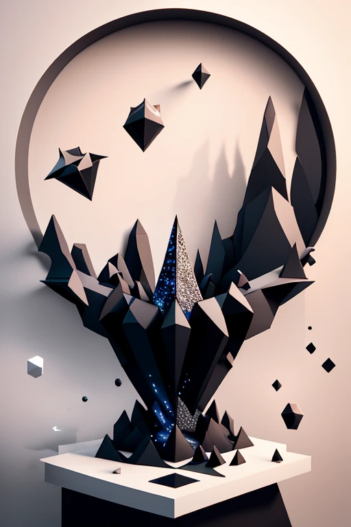 Minimalistic Surrealism: A vast, desolate landscape void of life, dotted with colossal, enigmatic chess pieces that tower over the horizon. The queen, crafted from polished obsidian, her intricate carvings reflecting the solitary moonlight. The king, a mere chessboard piece, transformed into a sprawling titan, his minimalistic form casting a dominating shadow over the barren terrain. The pieces are in perpetual motion, a dance of control and chaos, a testament to the unpredictable nature of the surreal.
