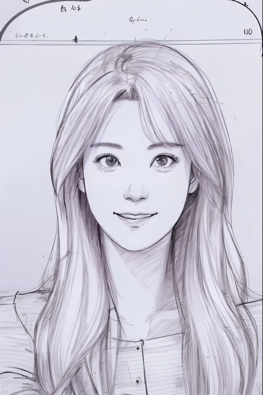 beautiful, alone, 最high quality, High resolution,masterpiece, high quality, One girl, sketch, drawing, pencil speed drawing works, ((user manual, sketch:1.5)), smile,