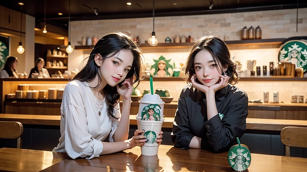 8K、RAW Photos、Highest quality、Super detailed、Super Resolution、Ultra HD、8K壁紙、Amazing details
(((Inside the Starbucks store)))、Woman sitting at a table by the window、-yeld gi((((Girls&#39; High School Uniforms))))、Eat cake、Drink coffee、smile((Emphasize cleavage))
