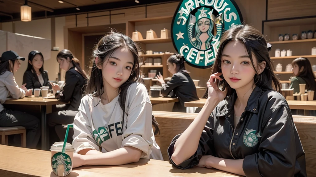 8K、RAW Photos、Highest quality、Super detailed、Super Resolution、Ultra HD、8K壁紙、Amazing details
(((Inside the Starbucks store)))、Woman sitting at a table by the window、16-year-old girl、((((Girls' High School Uniforms))))、Eat cake、Drink coffee、smile((Emphasize cleavage))