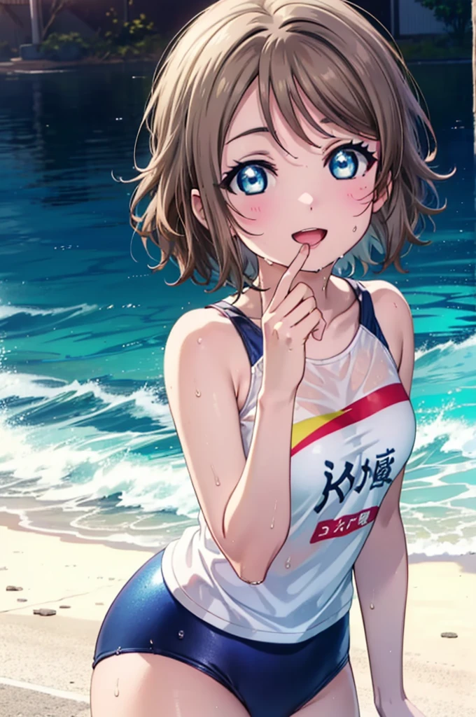 Yo Watanabe, Issei Watanabe, short hair, blue eyes, Brown Hair, smile, Open your mouth,Swimsuit,barefoot,whole bodyがイラストに入る,Wet Hair,Wet swimsuit,Wet Skin,Walking,
break outdoors, プール
break looking at viewer, whole body,
break (masterpiece:1.2), Highest quality, High resolution, unity 8k wallpaper, (shape:0.8), (Beautiful attention to detail:1.6), Highly detailed face, Perfect lighting, Extremely detailed CG, (Perfect hands, Perfect Anatomy),